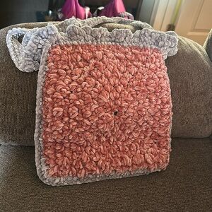 Super soft crocheted shoulder purse with zipper and inner lining. Brand new!